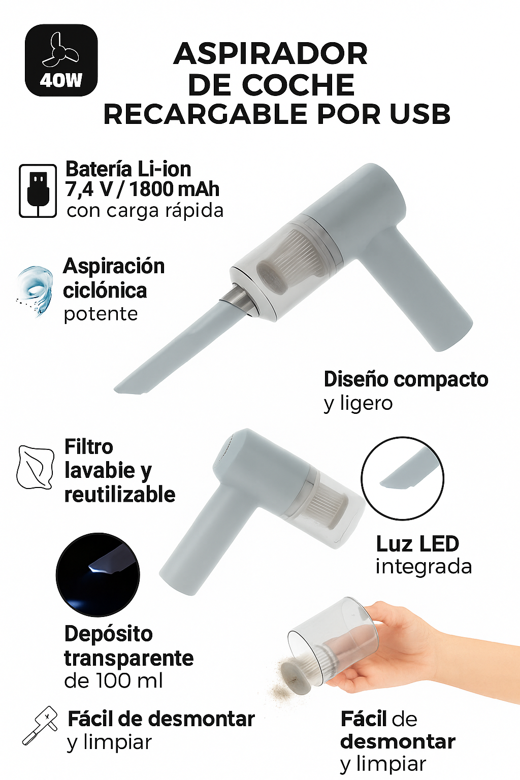 Mini Aspirador de Mano